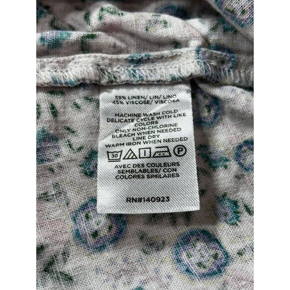 Loft Womens Floral Ruffle Sleeve Linen Blend Top Size S - Picture 5 of 9